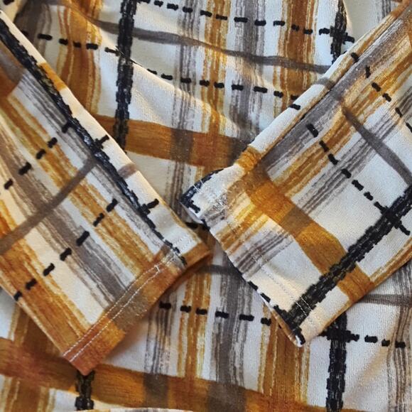 Womens Sz L Plaid Sequin Stretchy Long Sleeve Made in USA Tee Shirt - Picture 5 of 10